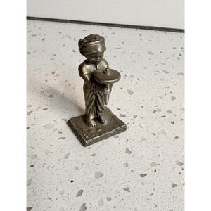 Vintage Selangor‎ Pewter Figurine Boy with Top Miniature Sculpture